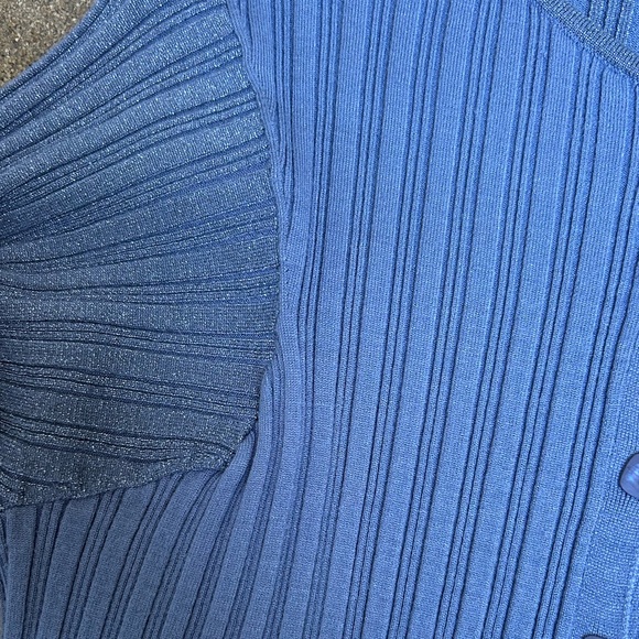 Chelsea Mak Blue Ribbed Button-Up Cardigan - Picture 9 of 9